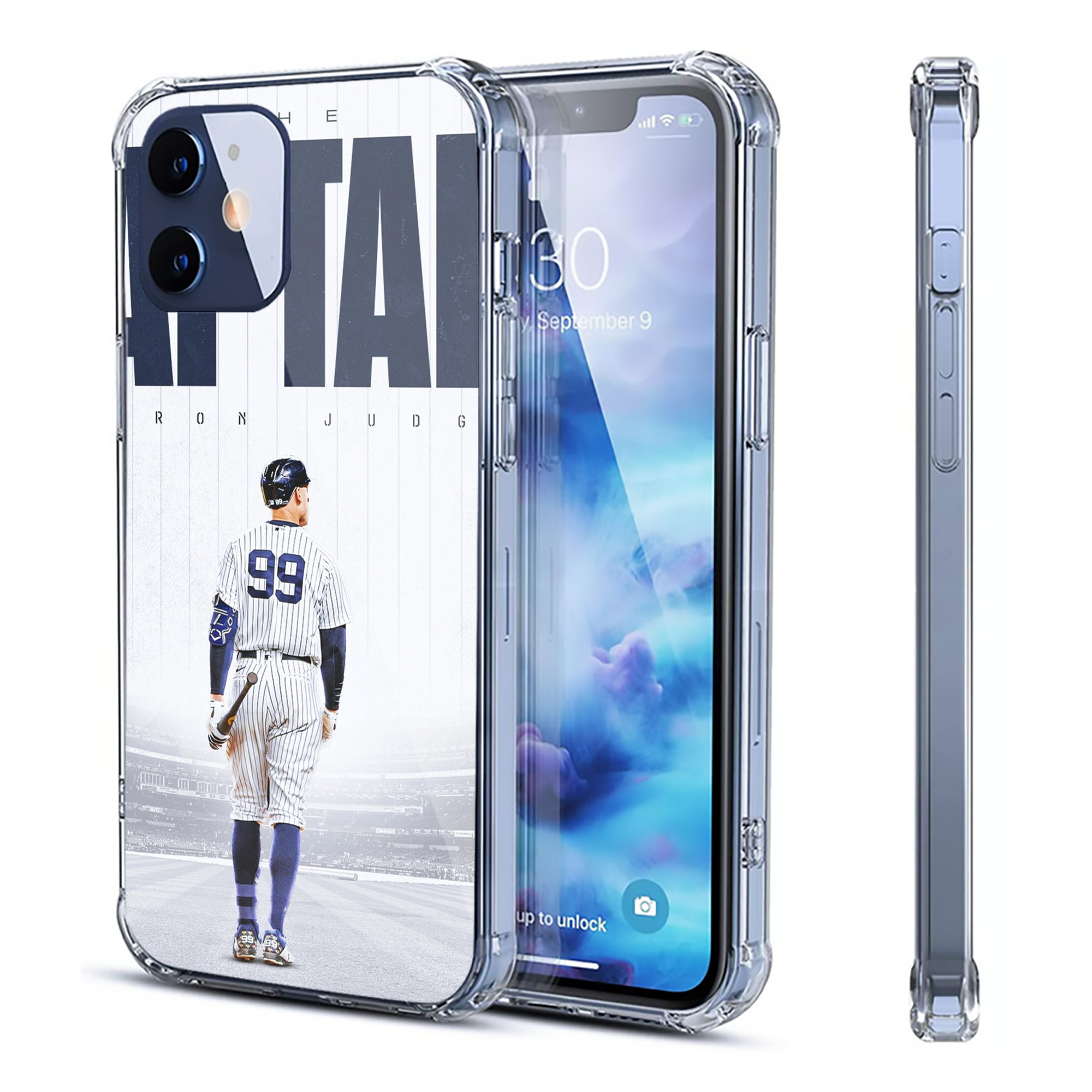 Aaron Judge Yankees Captain Clear IPhone 12 Case – Soft TPU With UV Print – Enhanced Drop Protection, Precise Fit, Anti-Fingerprint, Customizable Design, Scratch-Resistant, Yellow-Resistant